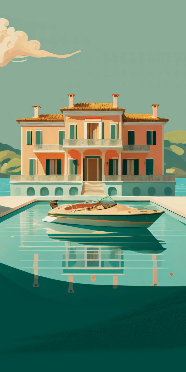 Original Water Printmaking by Andreas Ritter  Classicism Art on Acrylic  Italien