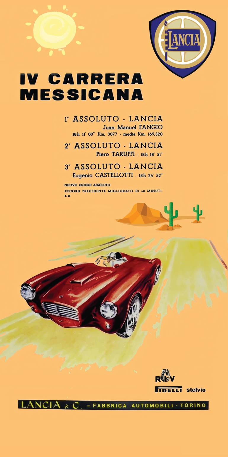 Original Car Printmaking by Andreas Ritter  Documentary Art on Acrylic  Lancia Messicana