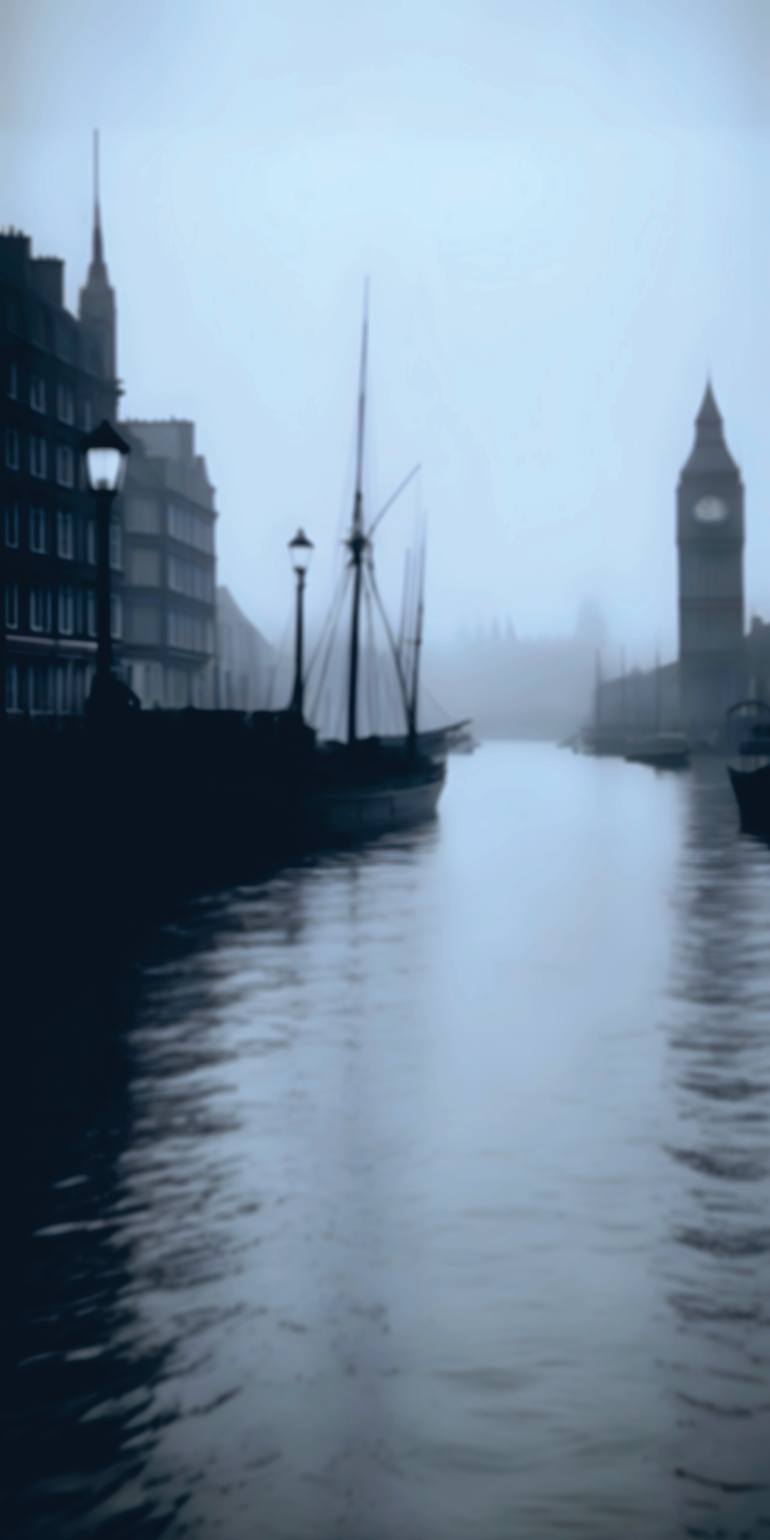 Original Boat Printmaking by Andreas Ritter  Photorealism Art on Acrylic  London 1892