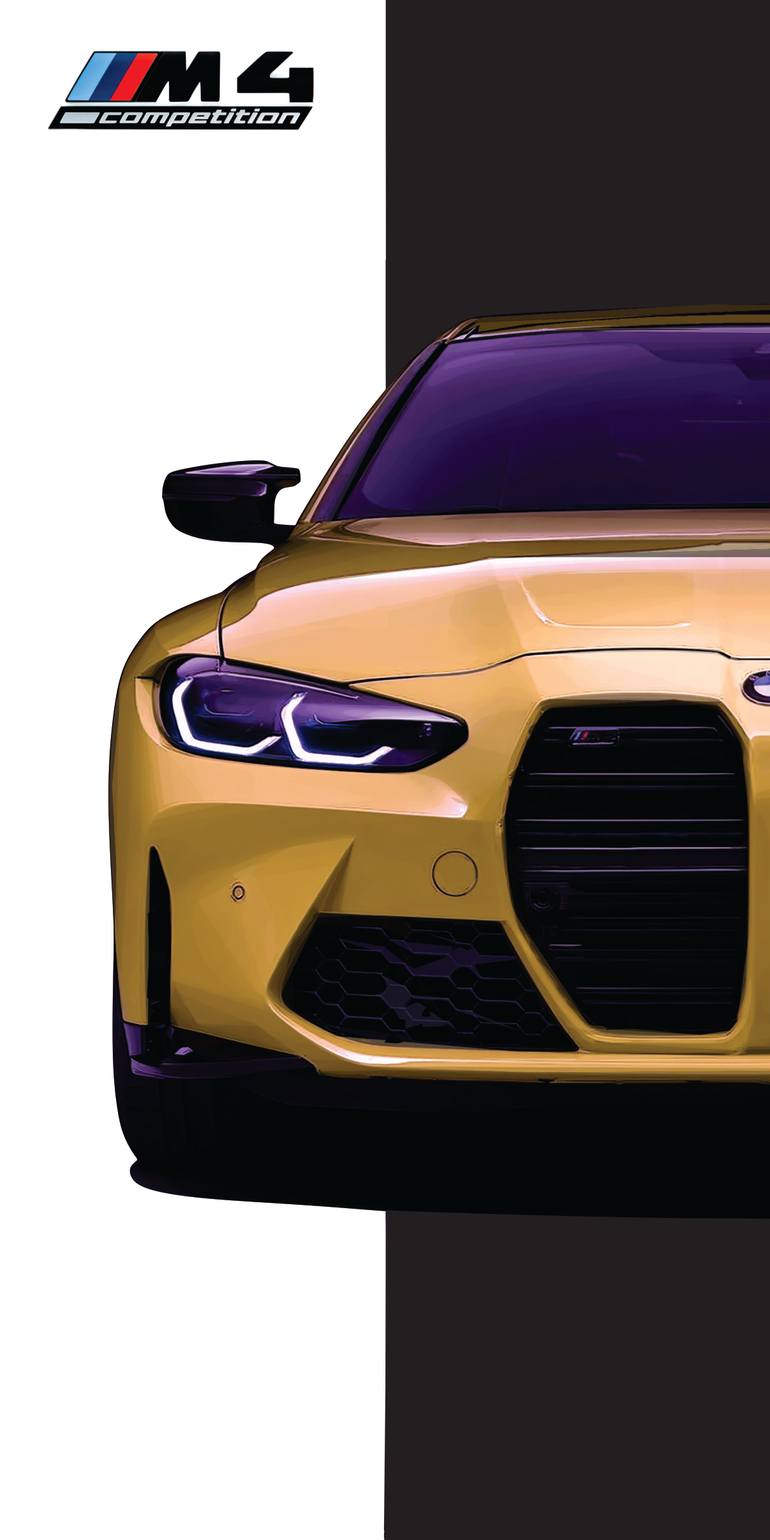 Original Car Printmaking by Andreas Ritter  Photorealism Art on Acrylic  M4 COMPETITION