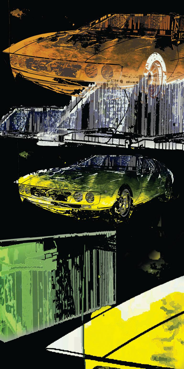 Original Car Printmaking by Andreas Ritter  Abstract Art on Acrylic  Mangusta STREET