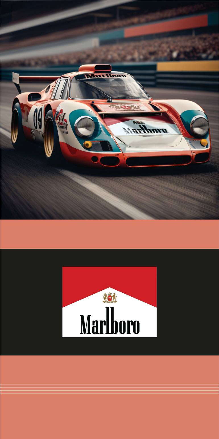 Original Car Printmaking by Andreas Ritter  Documentary Art on Acrylic  Marlboro Racing