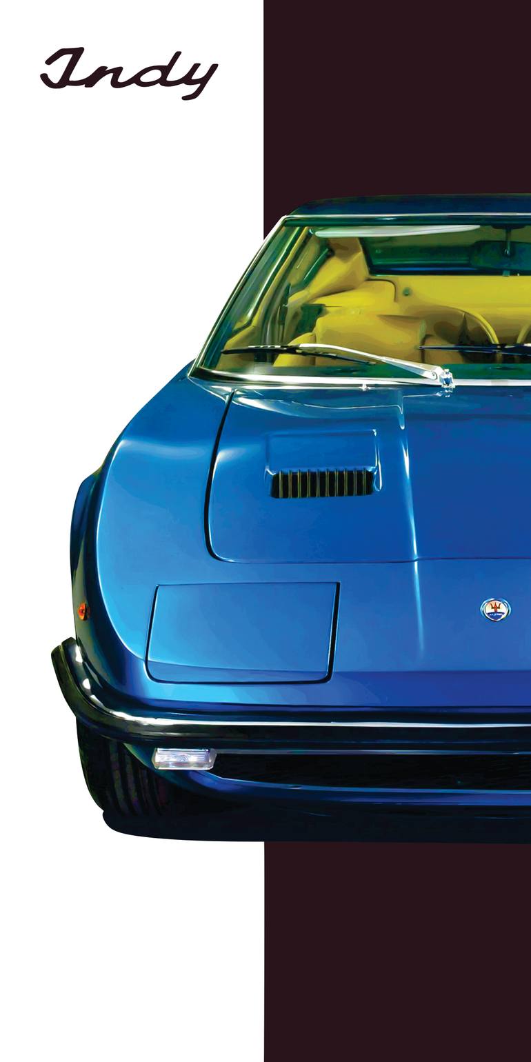 Original Car Printmaking by Andreas Ritter  Photorealism Art on Acrylic  maserati indy