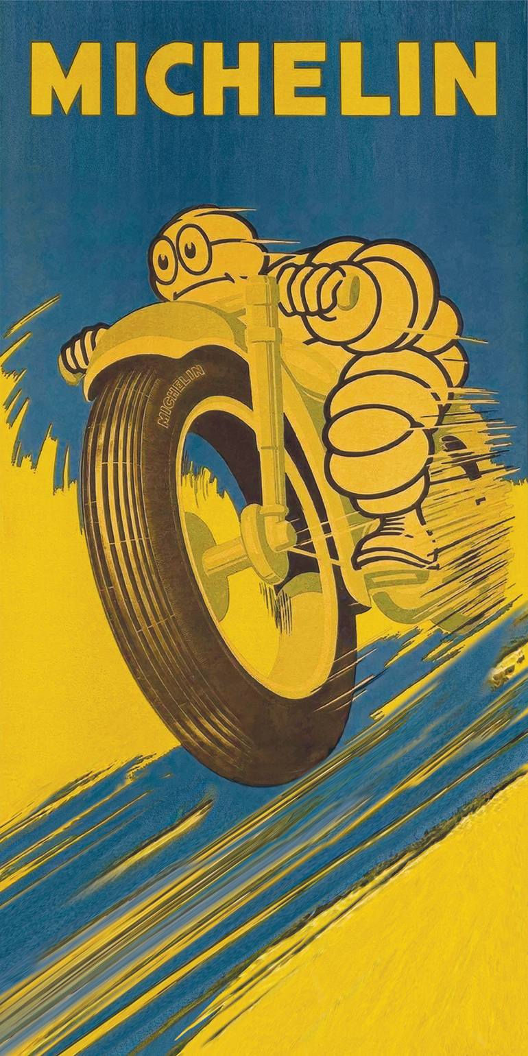 Original Transportation Printmaking by Andreas Ritter  Illustration Art on Acrylic  MICHELIN