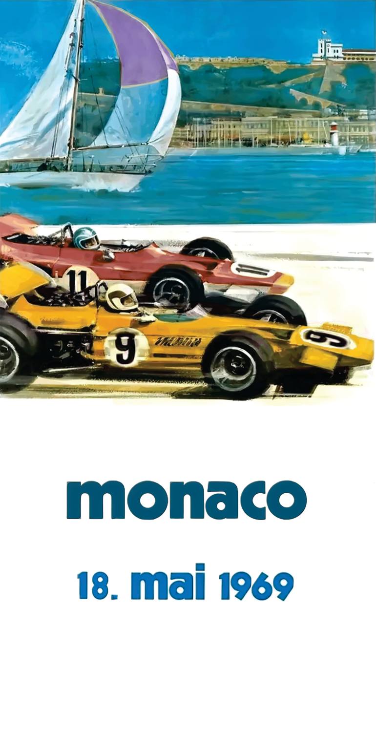 Original Car Printmaking by Andreas Ritter  Classicism Art on Acrylic  Monaco1 969