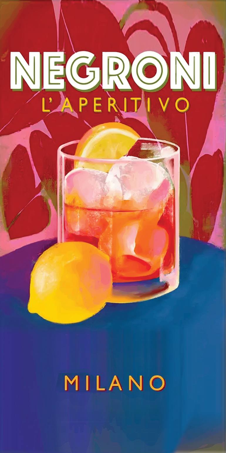 Original Food  Drink Printmaking by Andreas Ritter  Pop Art Art on Acrylic  NEGRONI