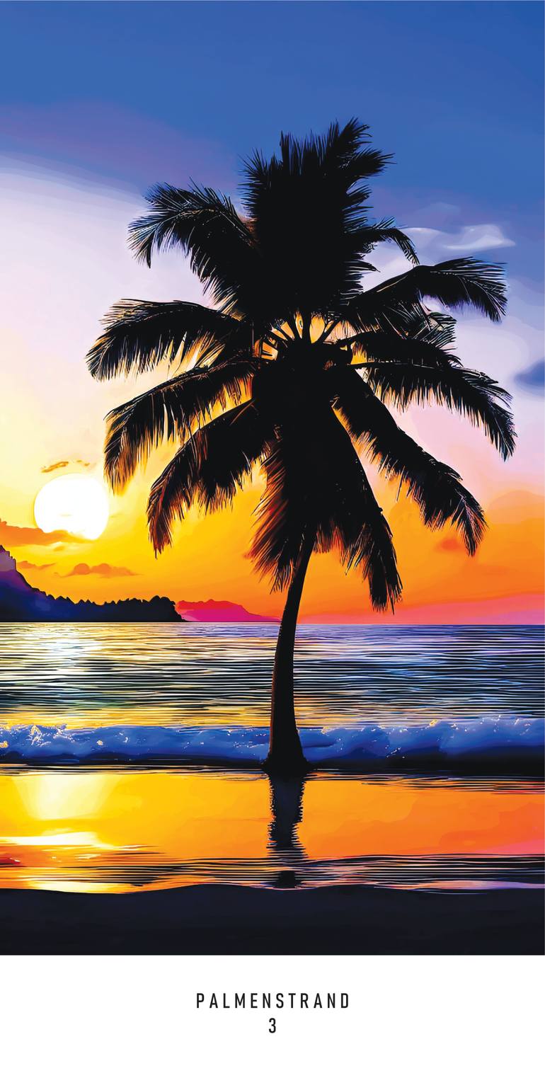 Original Beach Printmaking by Andreas Ritter  Photorealism Art on Acrylic  PALMENSTRAND 3