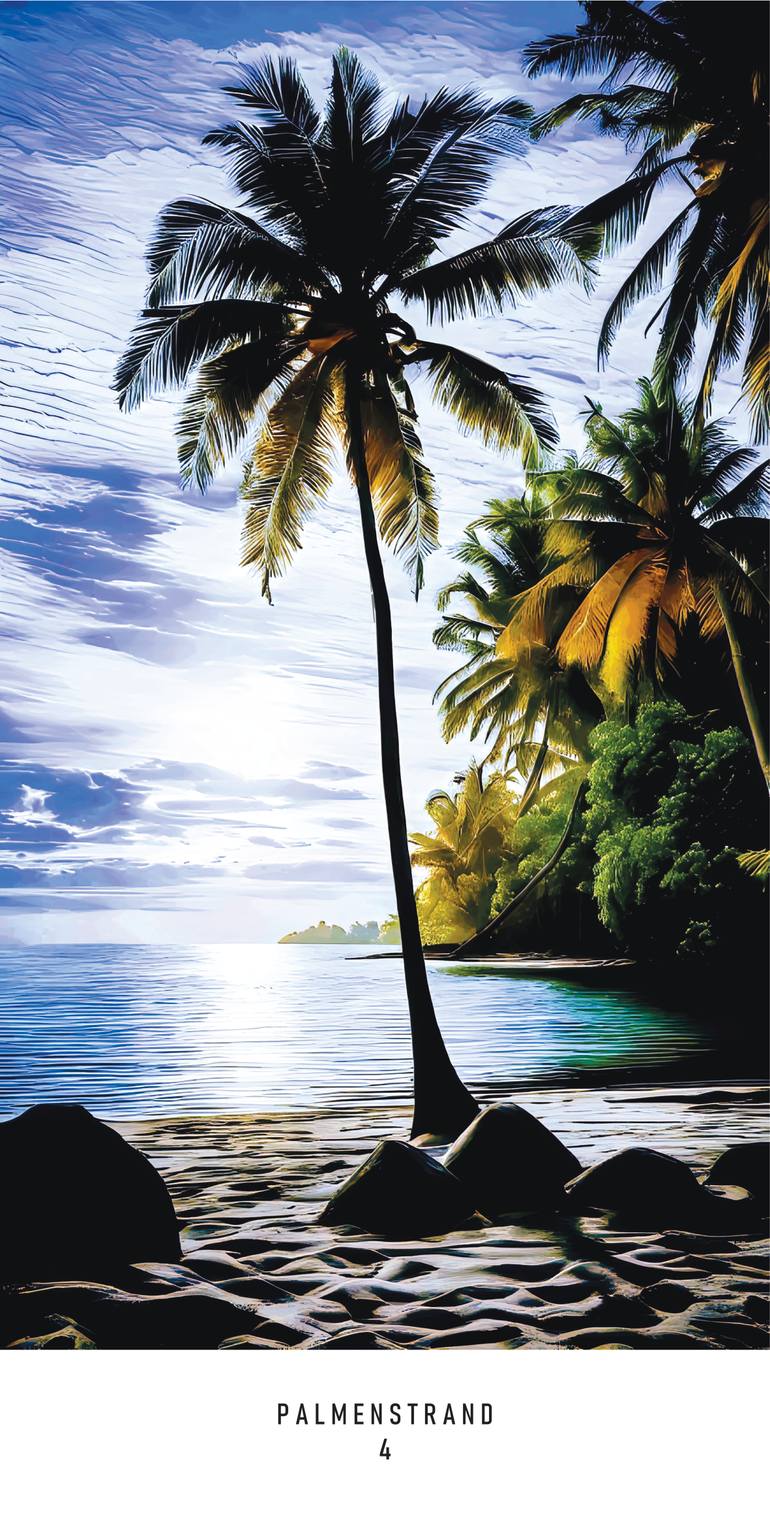 Original Beach Printmaking by Andreas Ritter  Photorealism Art on Acrylic  PALMENSTRAND 4