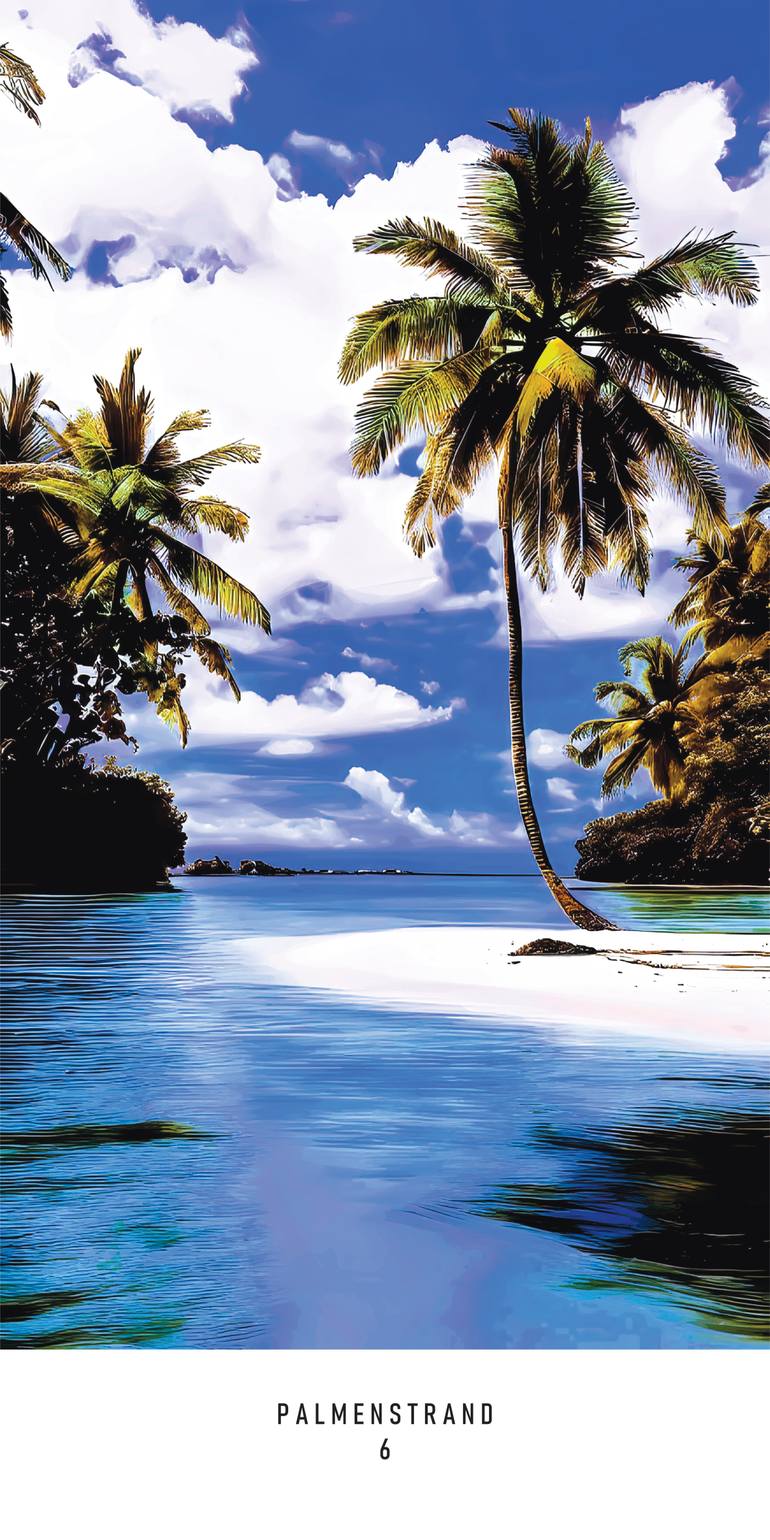 Original Beach Printmaking by Andreas Ritter  Photorealism Art on Acrylic  PALMENSTRAND 6