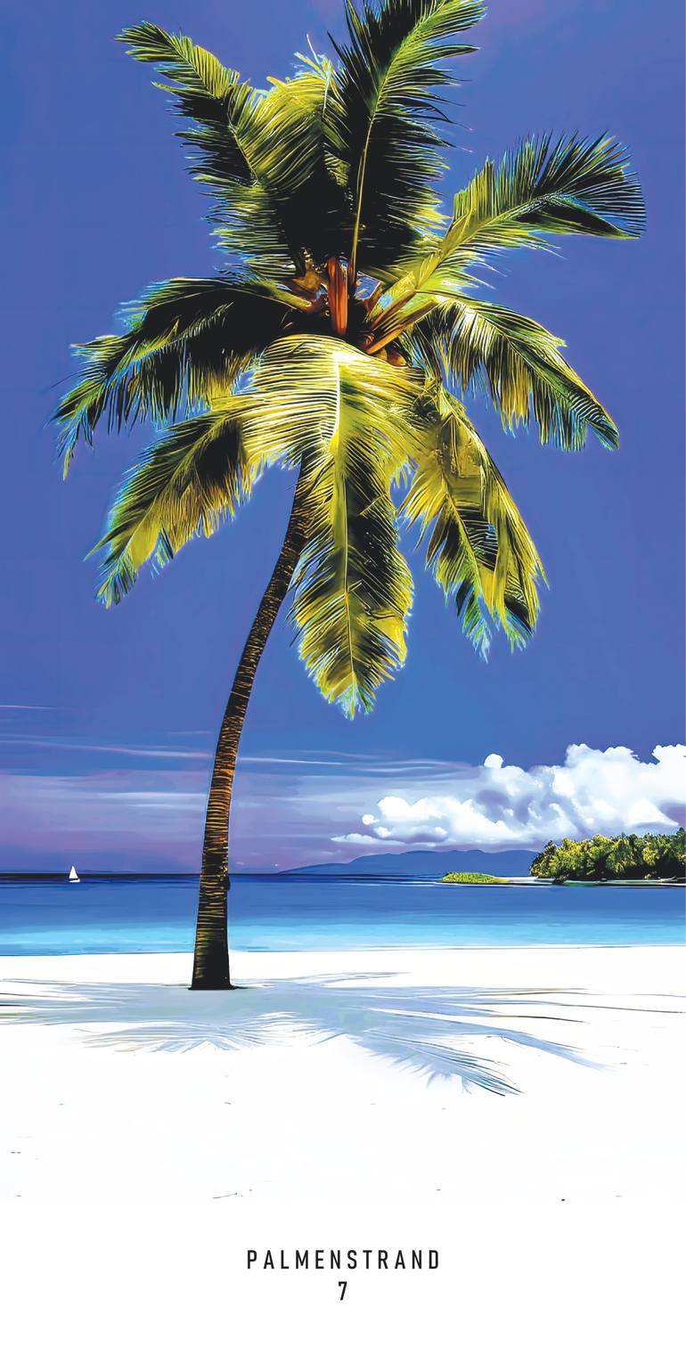 Original Beach Printmaking by Andreas Ritter  Photorealism Art on Acrylic  PALMENSTRAND 7