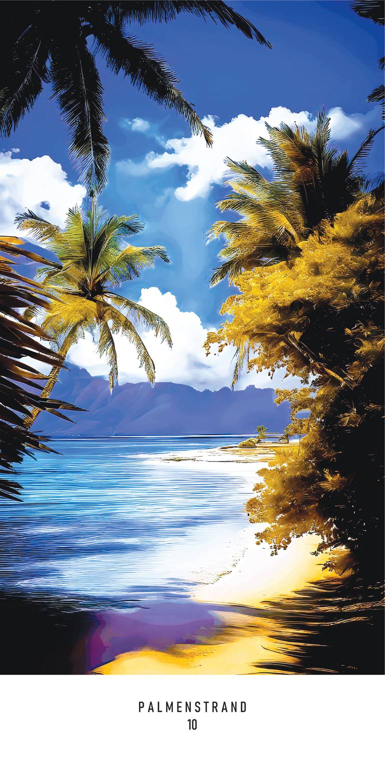 Original Beach Printmaking by Andreas Ritter  Photorealism Art on Acrylic  PALMENSTRAND 10