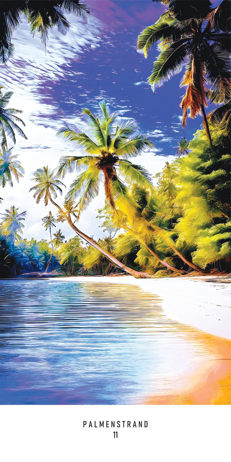 Original Beach Printmaking by Andreas Ritter  Photorealism Art on Acrylic  PALMENSTRAND 11