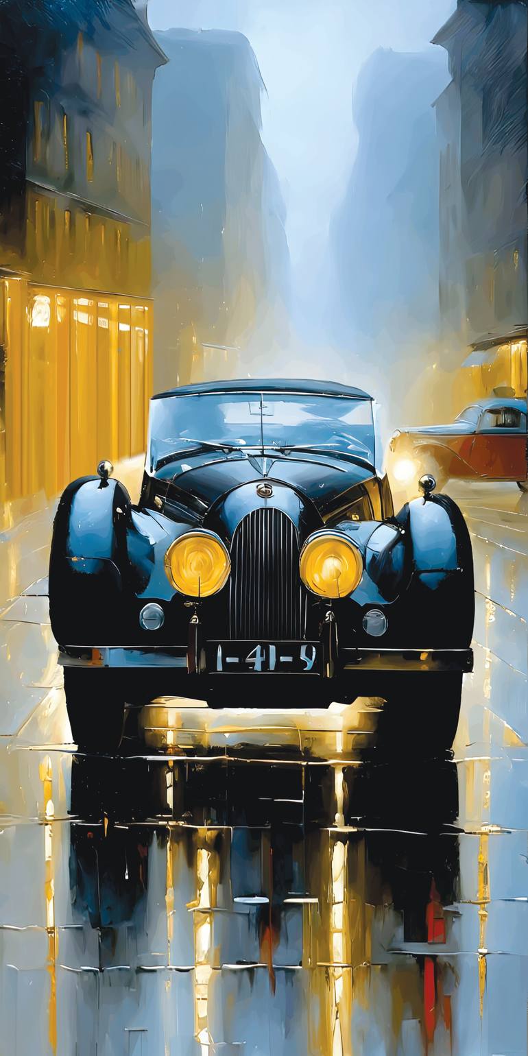 Original Car Printmaking by Andreas Ritter  Classicism Art on Acrylic  RAIN d