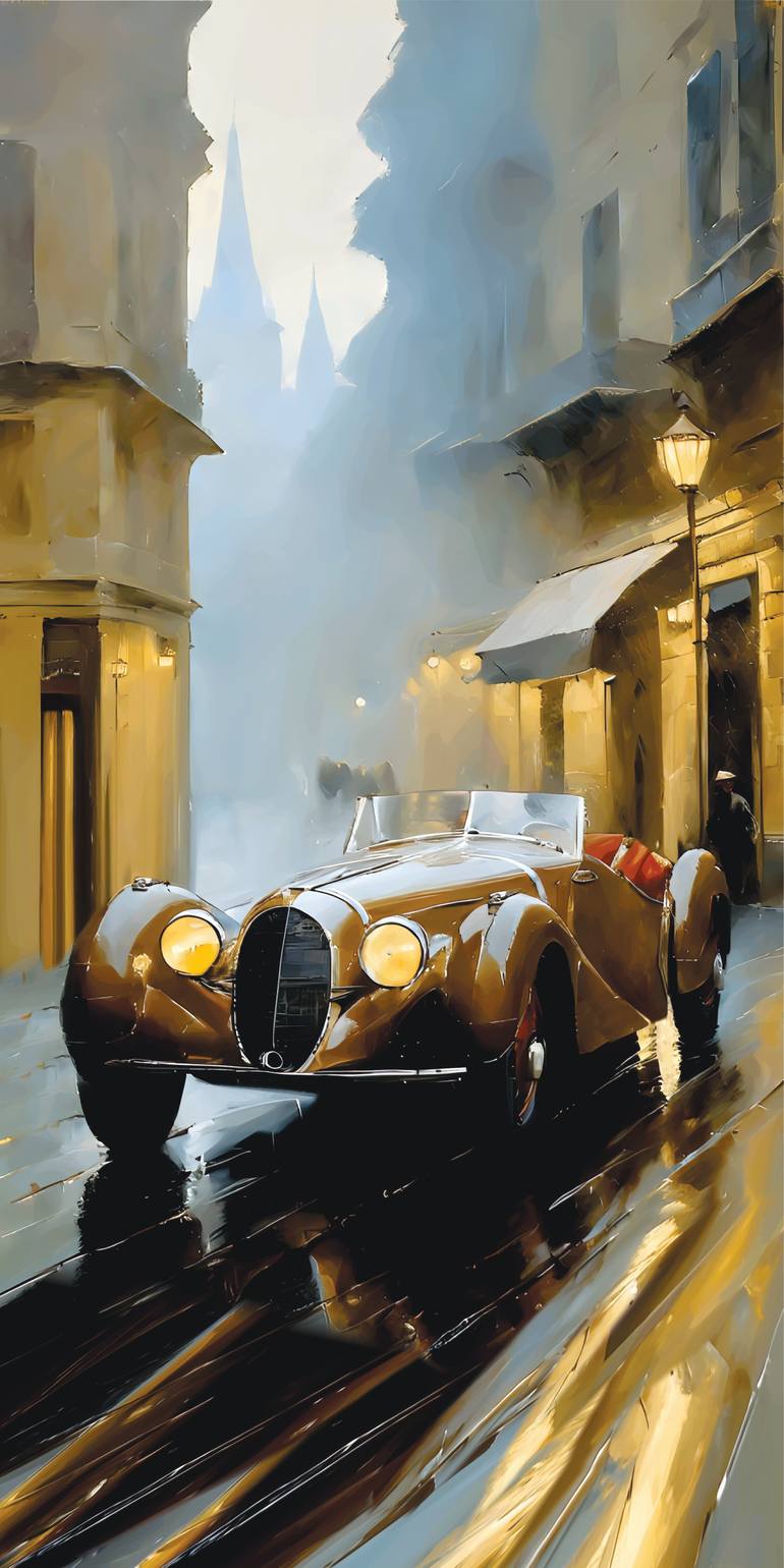 Original Car Printmaking by Andreas Ritter  Classicism Art on Acrylic  RAIN e