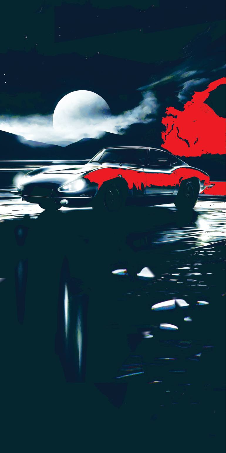 Original Car Printmaking by Andreas Ritter  Modernism Art on Acrylic  red 1