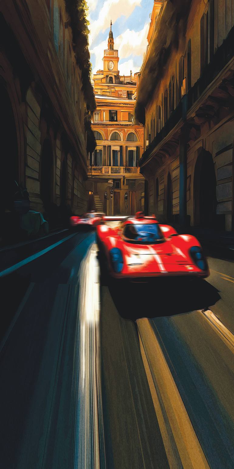 Original Car Printmaking by Andreas Ritter  Classicism Art on Acrylic  redRACE 1