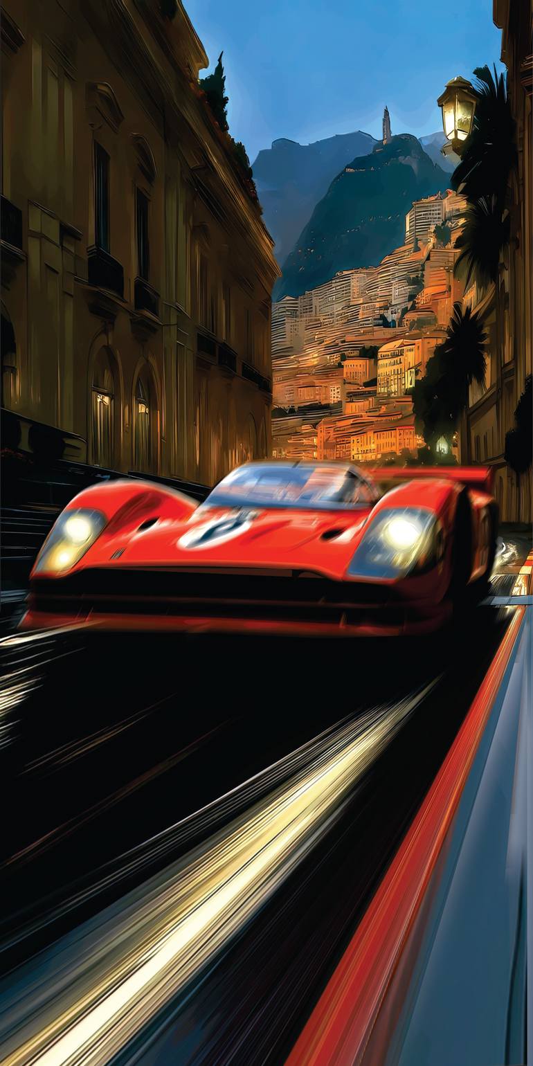 Original Car Printmaking by Andreas Ritter  Classicism Art on Acrylic  redRACE 2