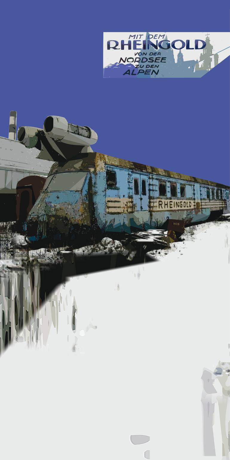 Original Transportation Printmaking by Andreas Ritter  Surrealism Art on Acrylic  RHEINGOLD