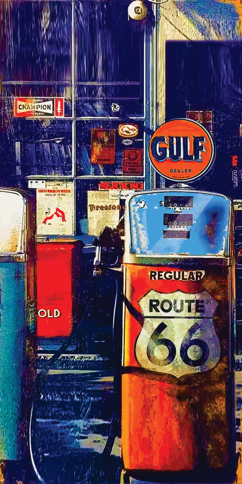 Original Architecture Printmaking by Andreas Ritter  Figurative Art on Acrylic  Route 66