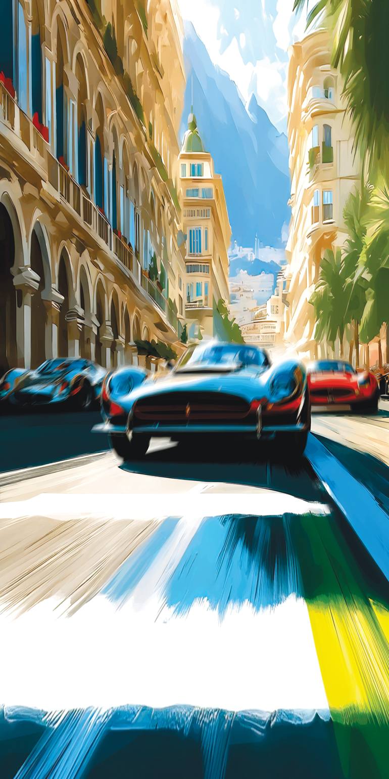 Original Car Printmaking by Andreas Ritter  Classicism Art on Acrylic  silver RACE