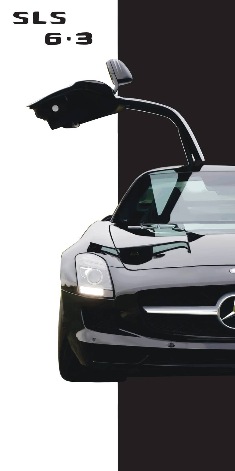 Original Car Printmaking by Andreas Ritter  Realism Art on Acrylic  SLS 63