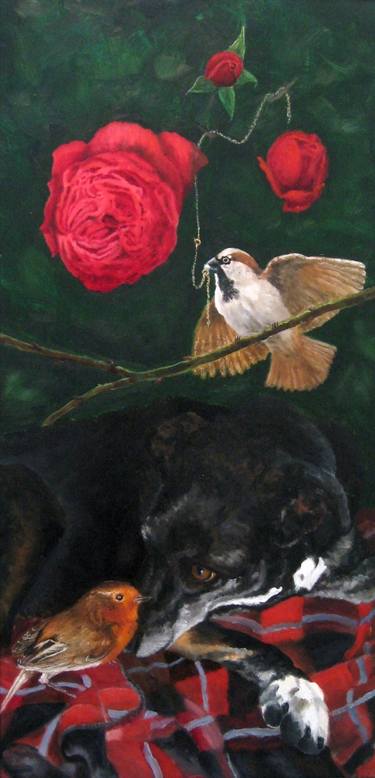 Original Surrealism Dogs Paintings by Father Douglas osf