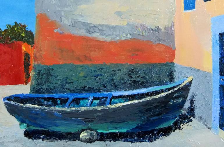 Original Abstract Expressionism Boat Painting by Elena Levina