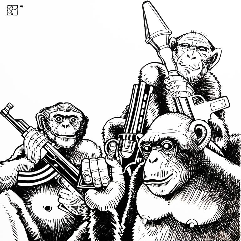 monkeys Drawing by Uwaga Inwazja | Saatchi Art