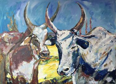 Print of Figurative Cows Paintings by Garth Bayley