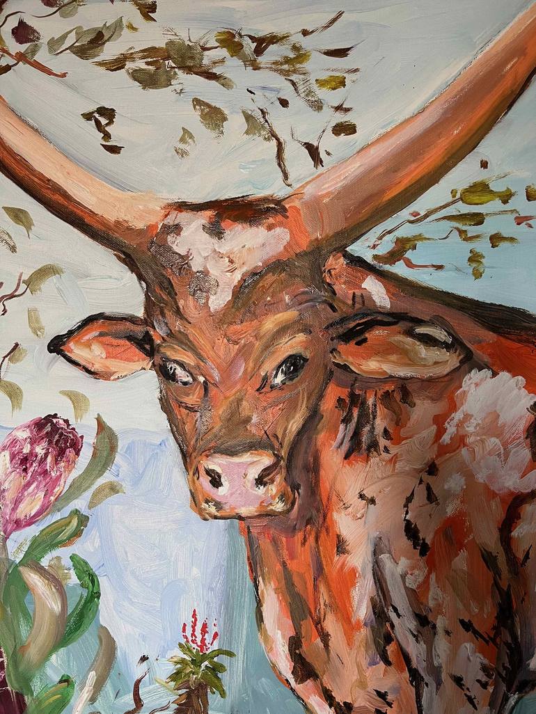 Original Contemporary Cows Painting by Garth Bayley