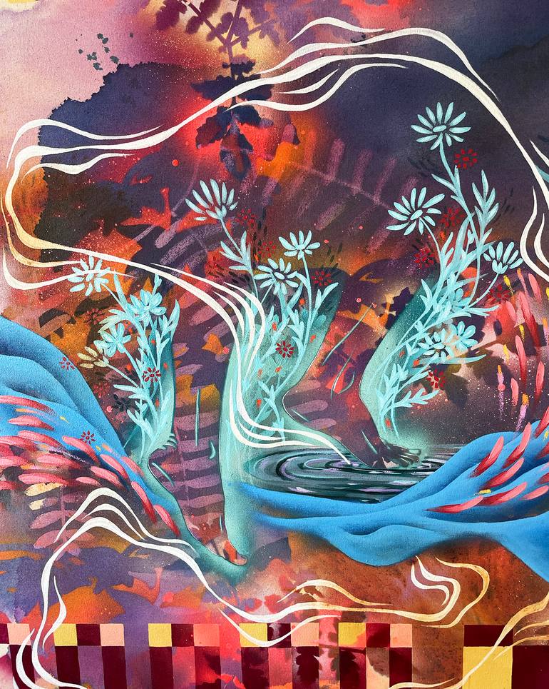 Original Abstract Botanic Painting by Noelle Miller