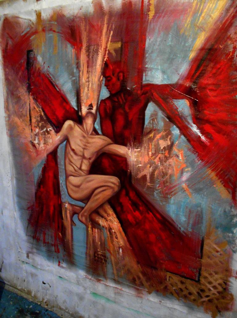 Original Expressionism People Painting by Flamur Miftari