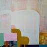 "Minor Gods of Spring" (2019)
acrylic, collage and gold leaf on canvas, 36x48 inches. Can ship safely in cardboard box, or crate.
This piece is mythologically inspired. As the Winters grow longer and the Spring recedes quickly into Summer, climate changes are effecting our seasons. This piece uses conceptual abstraction to send an offering to dieties of Spring, namely Eostre and the Leprechaun.