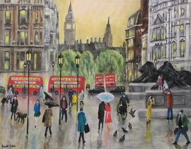 Trafalgar Square - Watercolor - London Photo and Painting