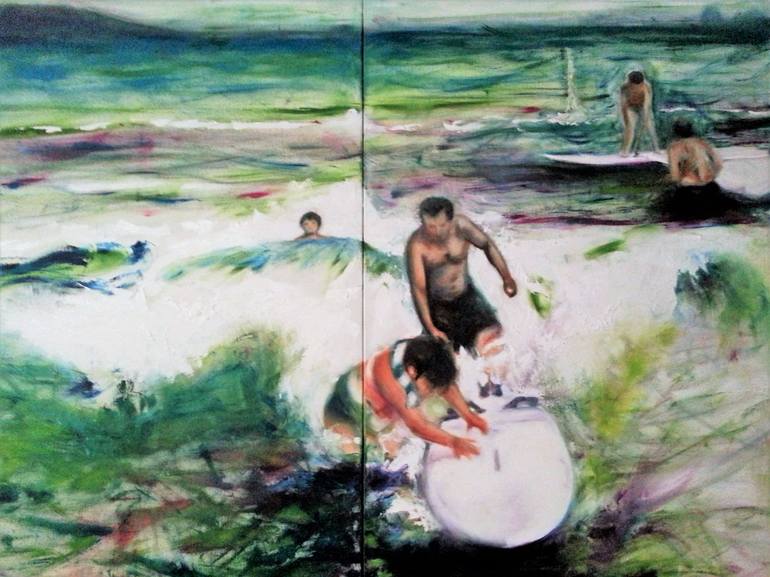 Original Figurative Beach Painting by CARMEN MORENO