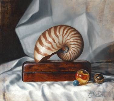 Nautilus Shell And Marbles Painting By Matt Curtis Saatchi Art