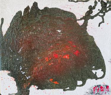 Fluid painting green and red thumb