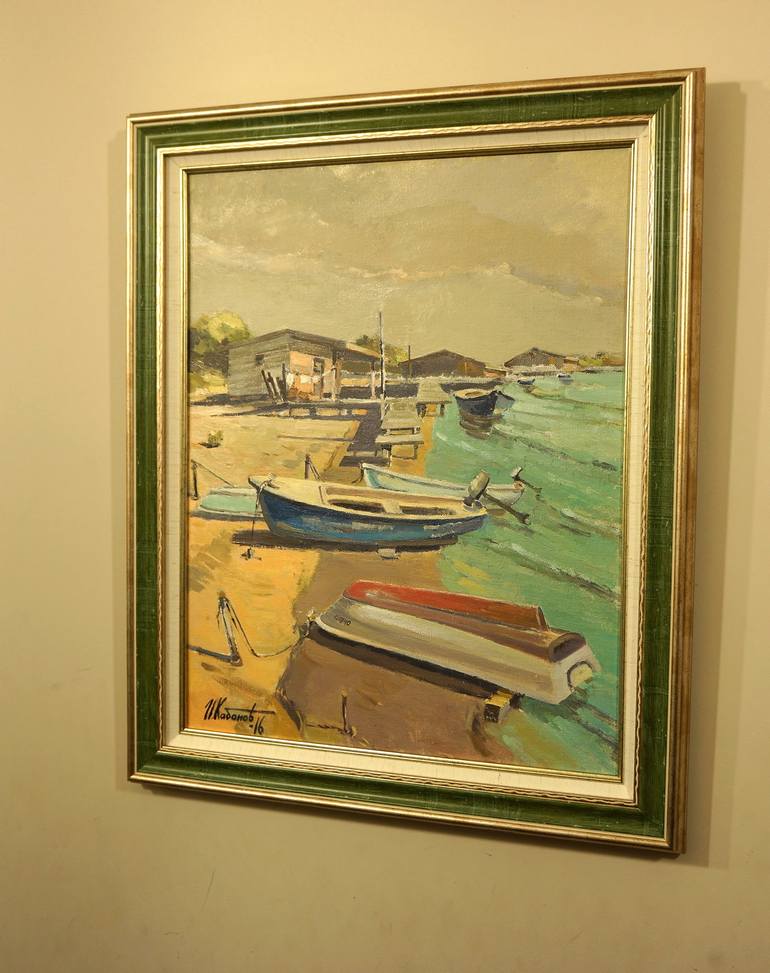 Original Impressionism Boat Painting by Igor Kabanov