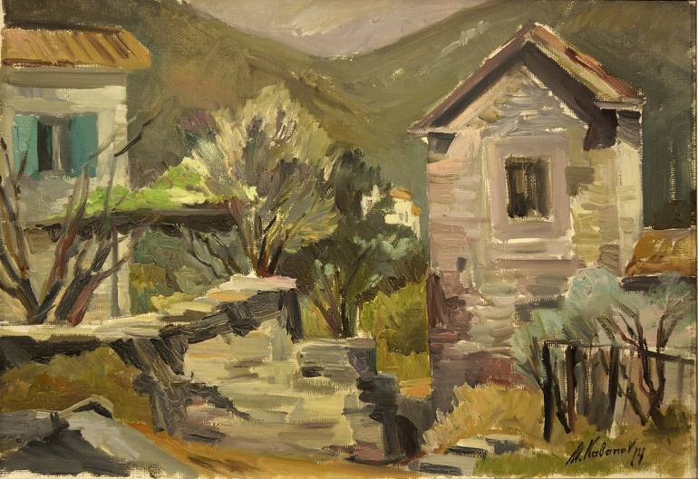 old village painting