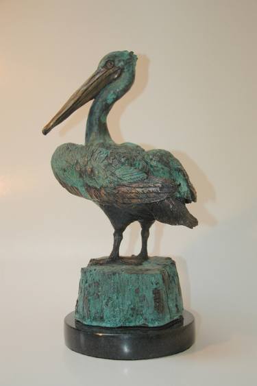 'Brown Pelican' Bronze with Black Ganite Base, Limited Edition of 7 thumb