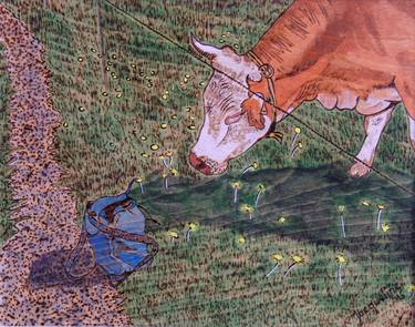 Print of Cows Paintings by Jacqueline Köksal-Dubler