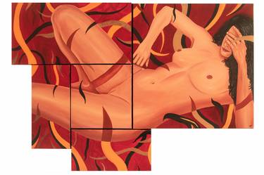 Original Figurative Nude Painting by David Roman