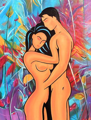 Original Abstract Expressionism Erotic Paintings by David Roman