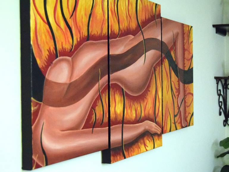 Original Abstract Nude Painting by David Roman