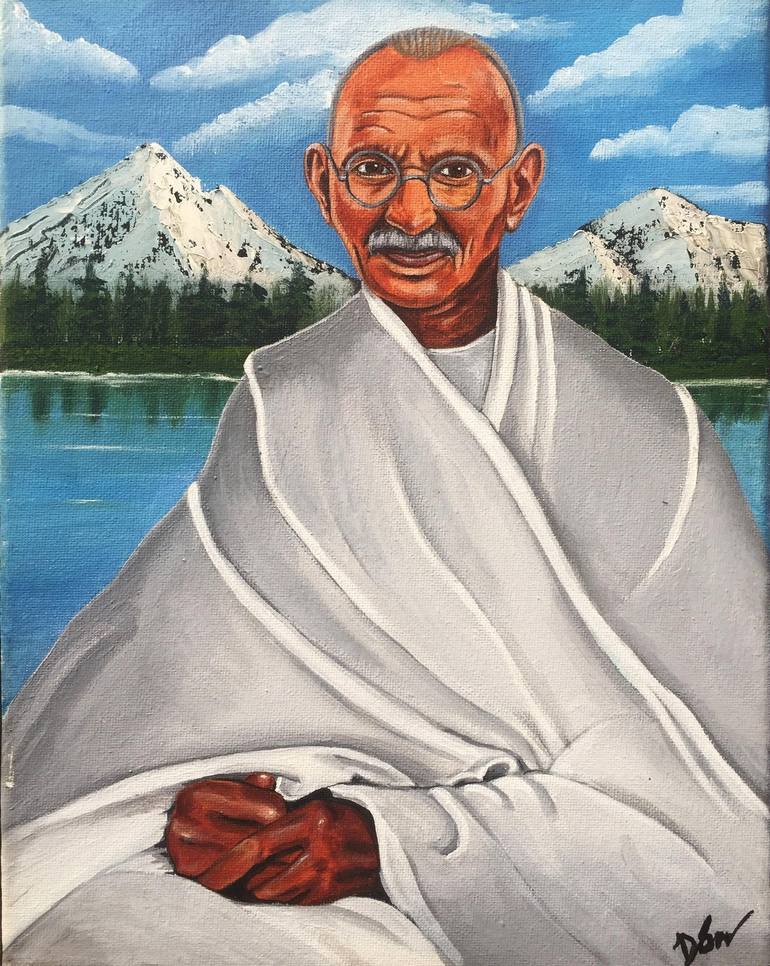 Gandhi Portrait Painting by David Roman | Saatchi Art