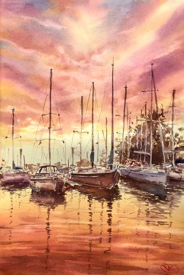 Print of Sailboat Paintings by Violetta Kurbanova