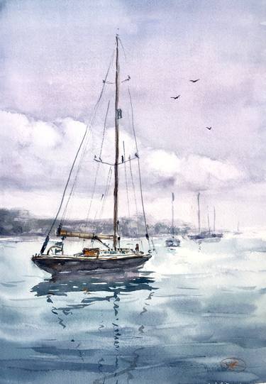 Print of Realism Yacht Paintings by Violetta Kurbanova