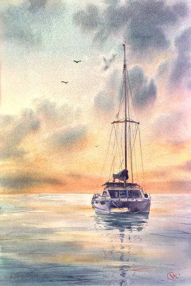 Print of Boat Paintings by Violetta Kurbanova
