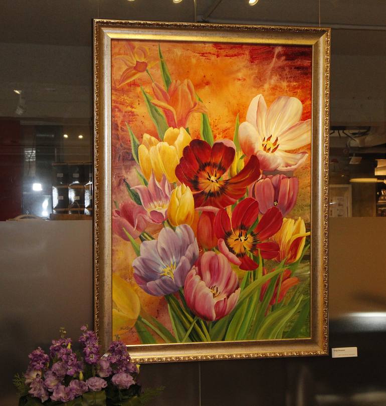 Original Art Deco Floral Painting by Svetlana Grecova