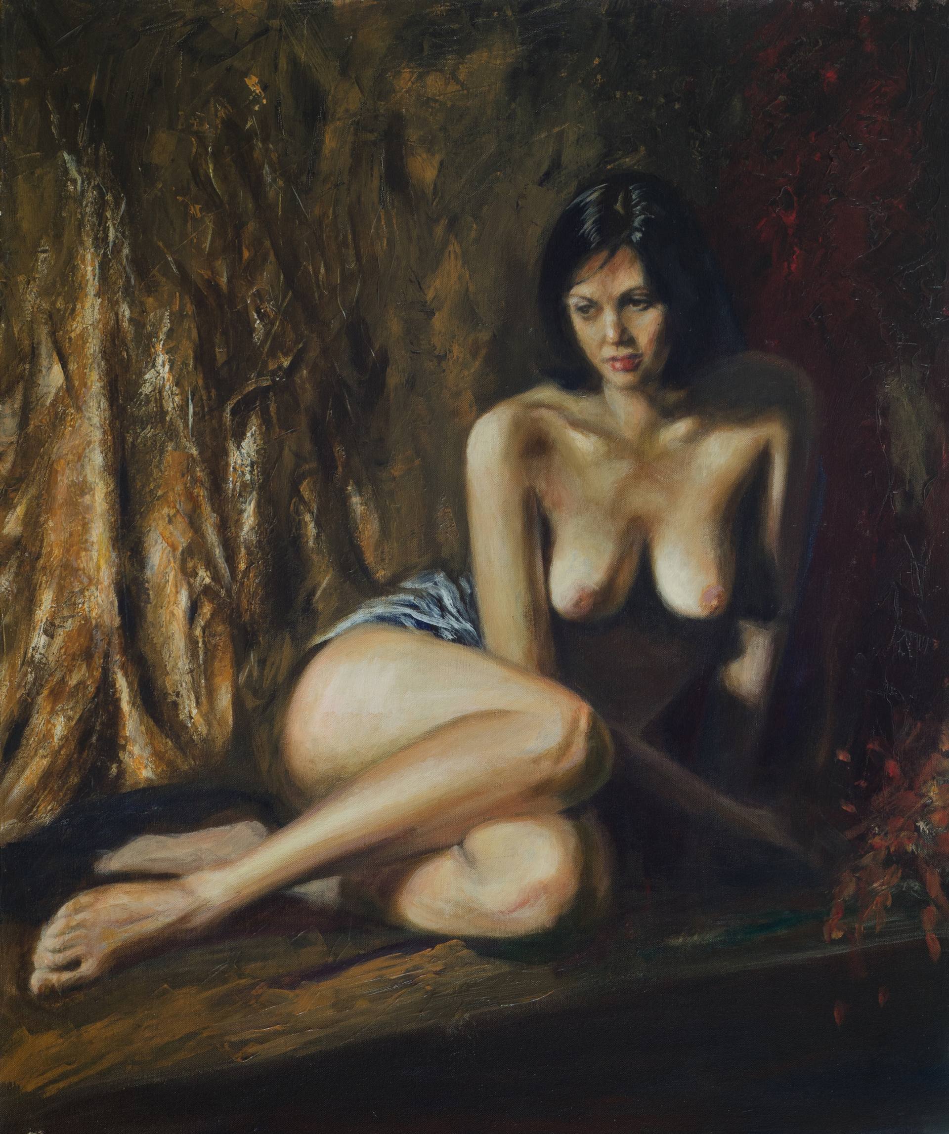 Nude in Drapery Painting by Daniel Anaka | Saatchi Art